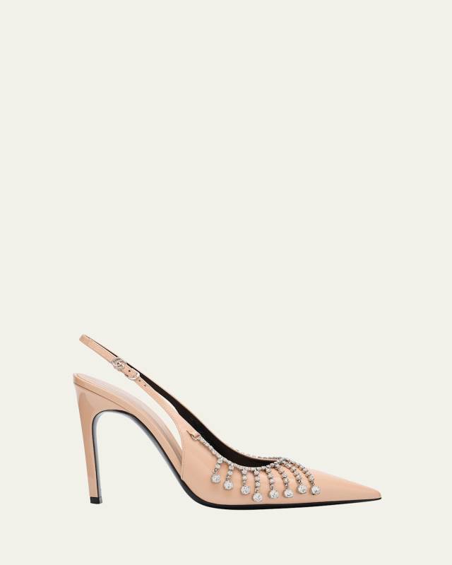 Guinevere Crystal Leather Slingback Stiletto Pumps
